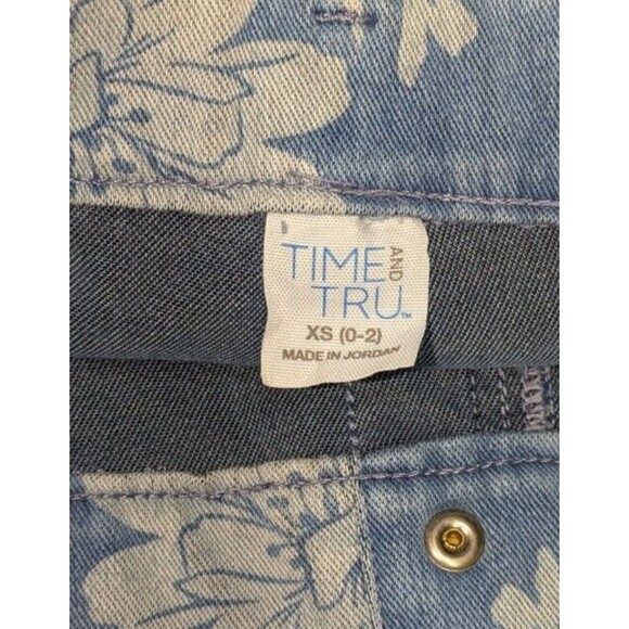 Time & Tru Jeggings XS 0 2 Women's Blue Floral High Rise Denim Jean Jeggings - Picture 9 of 10